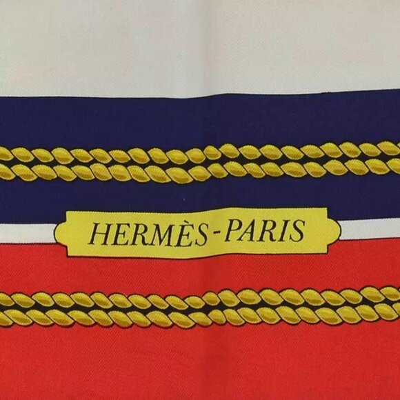 HERMES Carre 90 CHATEAUX DARRIERE Scarf Red/Multicolor Silk - Picture 9 of 11